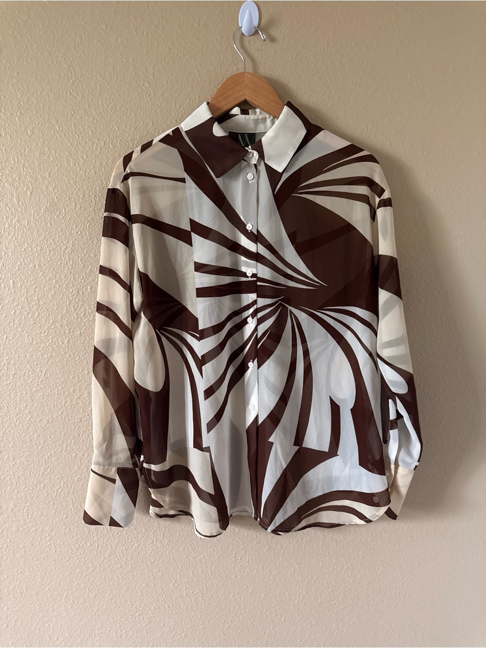 Worthington Brown & Cream Abstract Print Button-Down Shirt